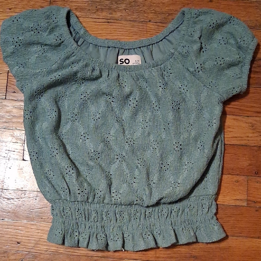 SO Kids Green Eyelet Blouse